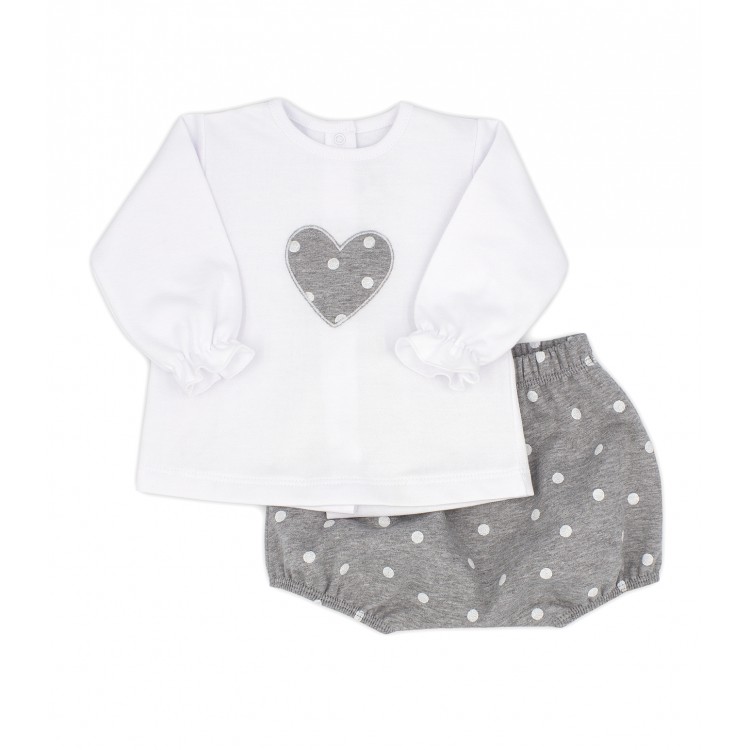 Conjunto felpa 1 mes motas corazón Conjunto felpa 1 mes motas corazón