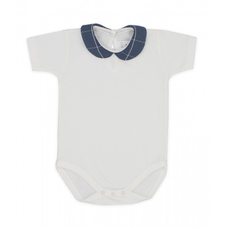 Body manga corta y cuello bebé cuadro azul (5233_15) Body manga corta y cuello bebé cuadro azul (5233_15)