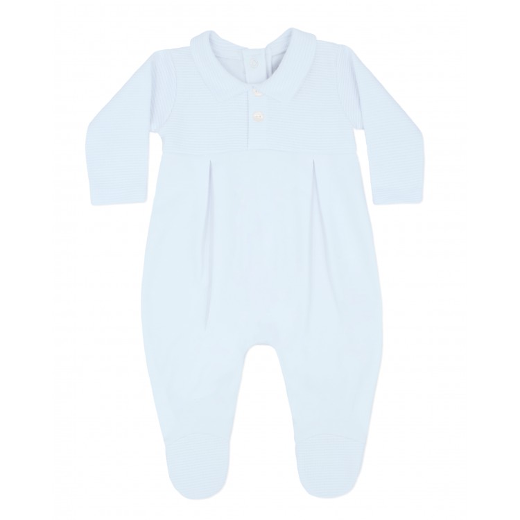 Pelele celeste de bebé de manga larga