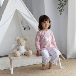 Pijama infantil invierno rosa y estampado liberty Hierbabuena (5455W22)