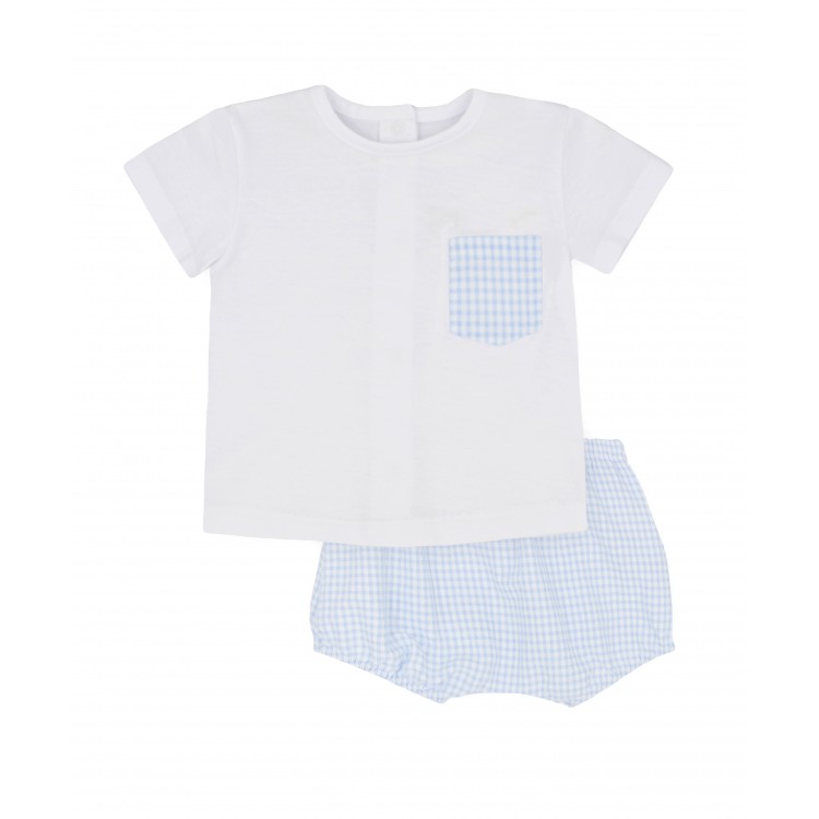 Conjunto camiseta y bombacho vichy celeste Dalia (4414S23) Conjunto camiseta y bombacho vichy celeste Dalia (4414S23)