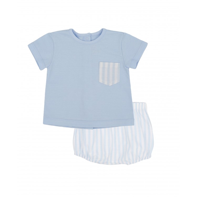Conjunto camiseta celeste y bombacho de rayas Cala (4314S23) Conjunto camiseta celeste y bombacho de rayas Cala (4314S23)