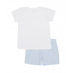 Conjunto infantil de verano vichy celeste Dalia (4450S23)