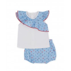 Set camiseta y pololo de niña con volantes