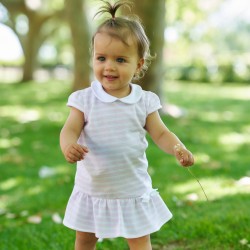 Vestido rosa con franjas