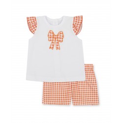 Conjunto infantil sin mangas vichy naranja Petunia (5151S23)