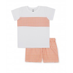 Conjunto infantil de verano vichy naranja Petunia (5150S23)