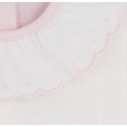 Pelele corto rosa con cuello y mangas de volantes Amapola (4107S23)
