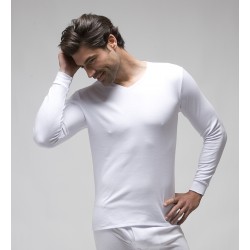 T-shirt long sleeves V-neck (napped) 100% combed cotton