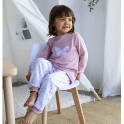 Pijama infantil invierno rosa y estampado liberty Hierbabuena (5455W22)