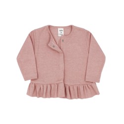 Cardigan bebé punto rosa jaspeado