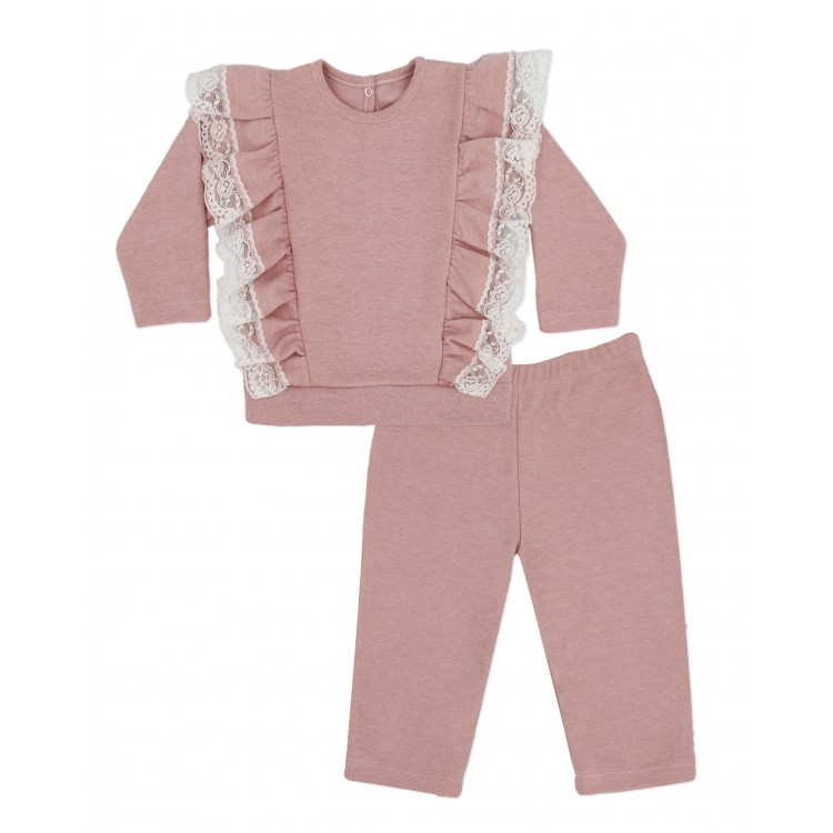 Chandal bebé niña con volantes y puntilla Chandal bebé niña con volantes y puntilla