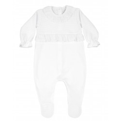 Set bebé pelele + capota y manta blanca