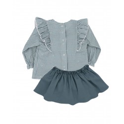 Conjunto blusa y falda pata de gallo