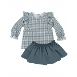 Conjunto blusa y falda pata de gallo