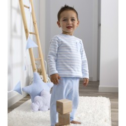 Pijama rayas celeste invierno