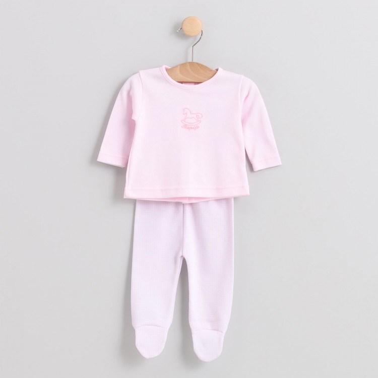 Pijama con pie vichy rosa Pijama con pie vichy rosa