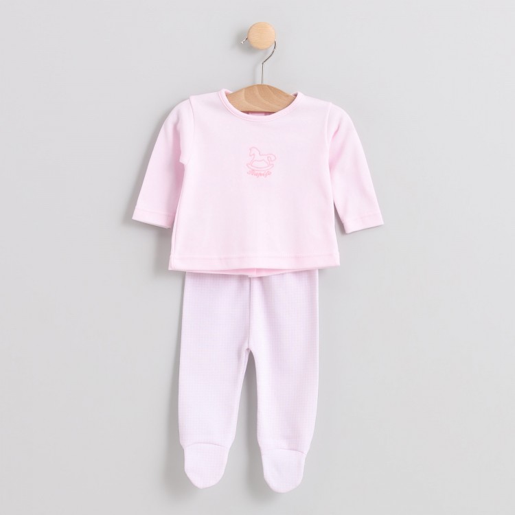 Pijama con pie vichy rosa