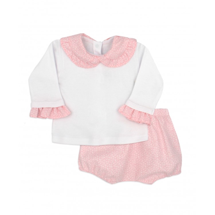 Conjunto de camiseta y bombacho flores rosa Conjunto de camiseta y bombacho flores rosa