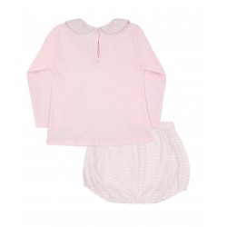 Conjunto top rosa y ranita pata de gallo niña