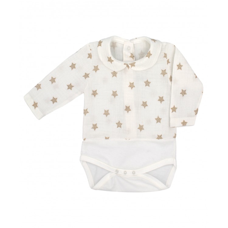 Body combinado punto y doble gasa de estrellas Body combinado punto y doble gasa de estrellas