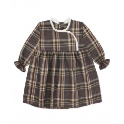 Vestido bebé cuadro marrón invierno