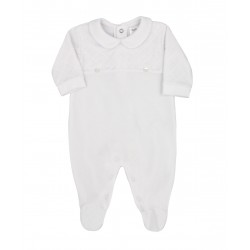 Conjunto 3 piezas pelele gorro y manta velour blanco