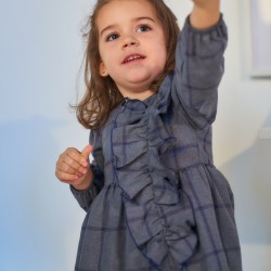 Vestido gris de cuadros niña