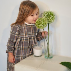 Vestido bebé cuadro marrón invierno
