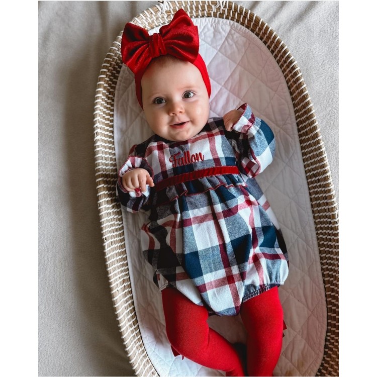 Pelele corto cuadros navidad niña Pelele corto cuadros navidad niña
