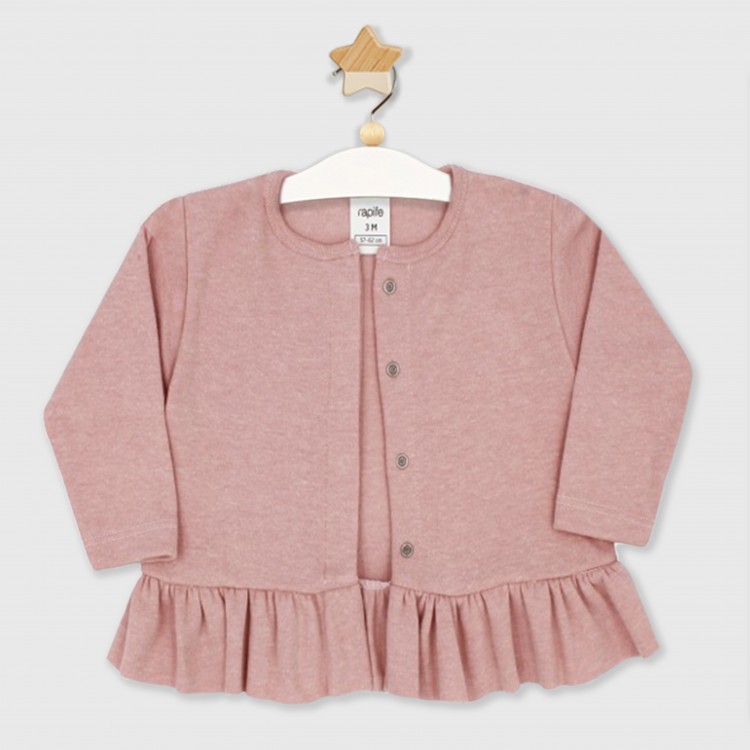 Cardigan bebé punto rosa jaspeado Cardigan bebé punto rosa jaspeado