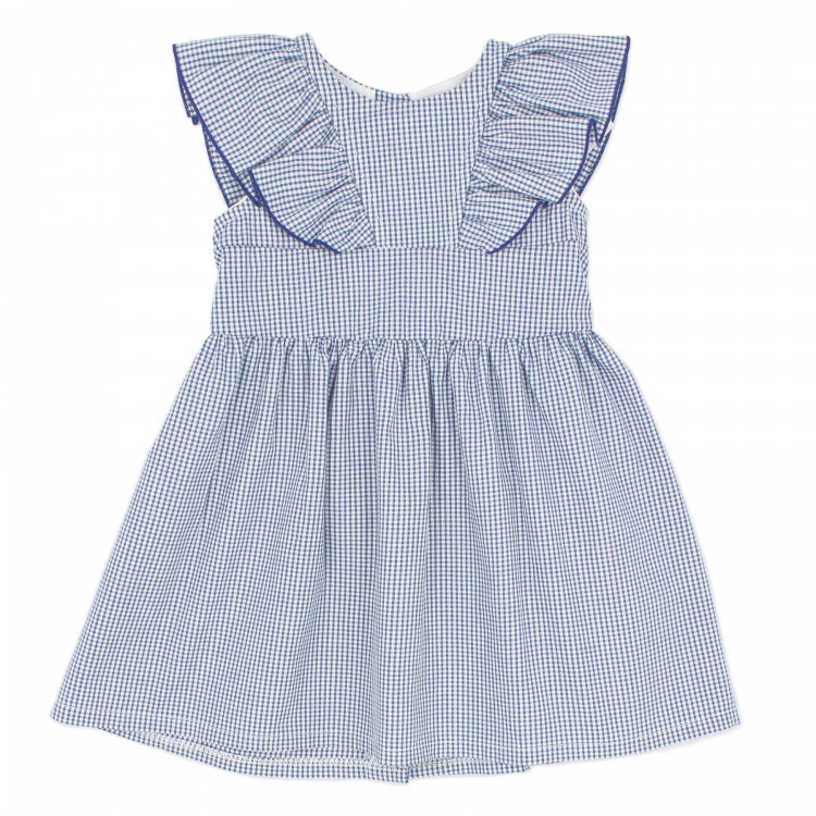 Vestido bebé vichy azul indigo Vestido bebé vichy azul indigo