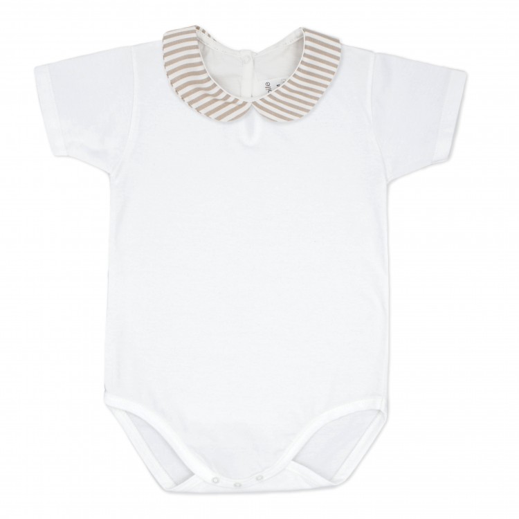 Body manga corta y cuello bebé rayas camel Body manga corta y cuello bebé rayas camel