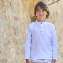 Camisa blanca cuello mao