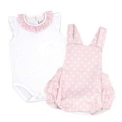 Conjunto de peto + body bebe rosa