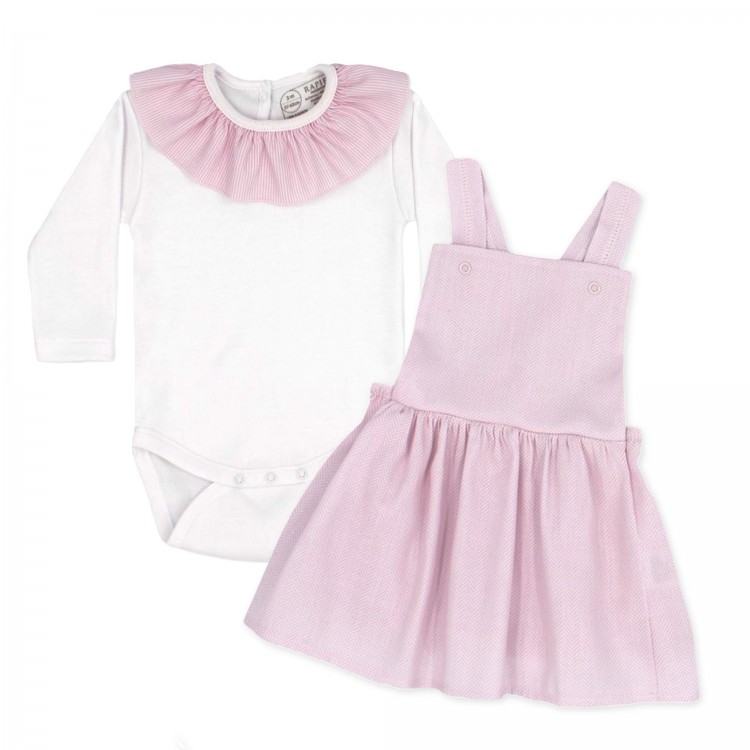 Conjunto de peto + body espiga rosa bebé