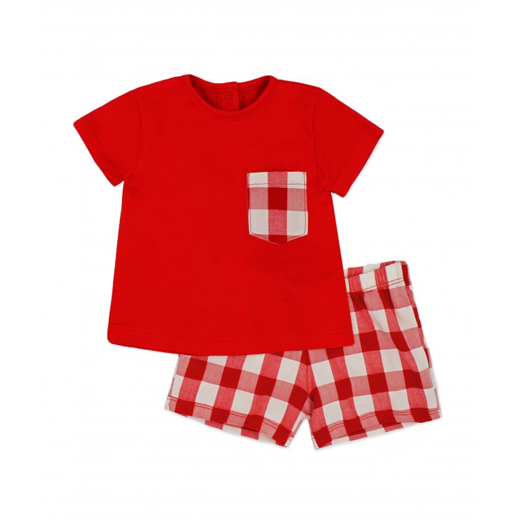 Conjunto bebé niño vichy marino o rojo Conjunto bebé niño vichy marino o rojo