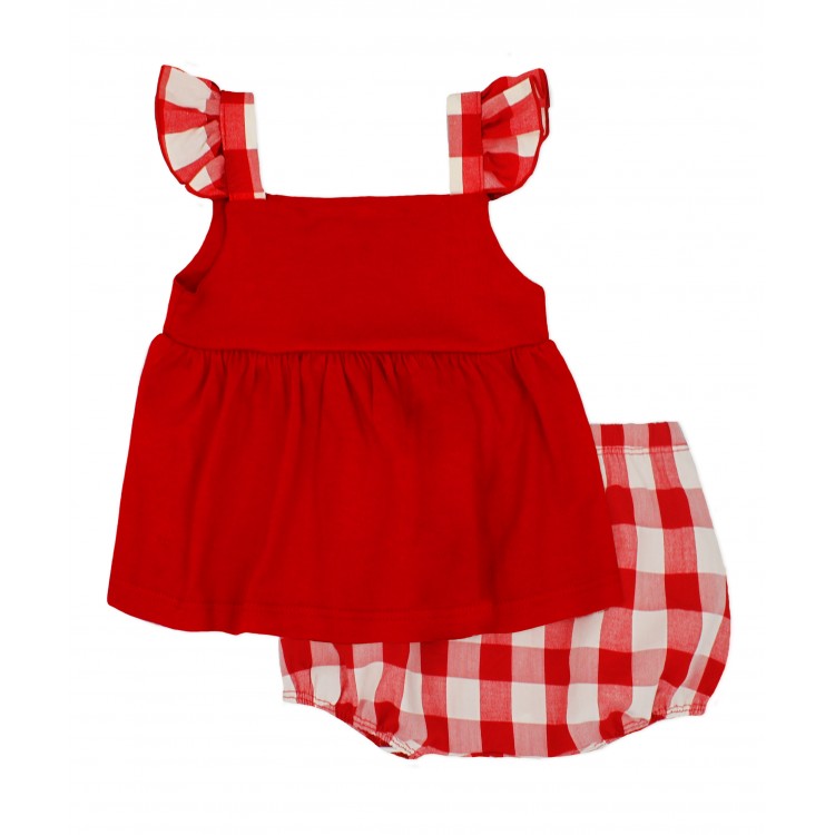 Conjunto vichy bebé niña vichy marino o rojo