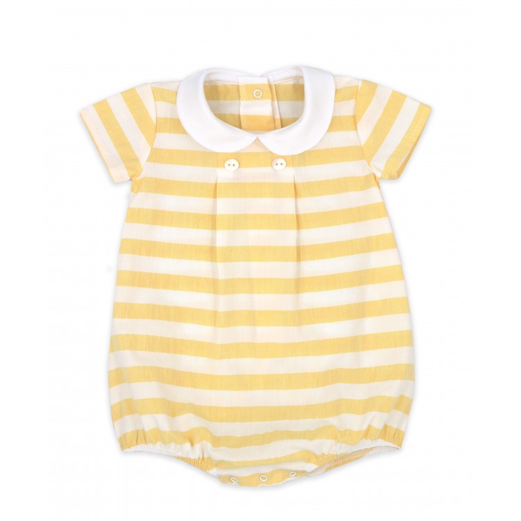 Pelele rayas manga corta blanco y amarillo Pelele rayas manga corta blanco y amarillo