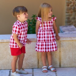 Vestido de tirantes con braguita vichy rojo o marino