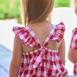 Vestido de tirantes con braguita vichy rojo o marino