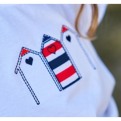 Vestido de algodón con bordado casa playa