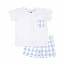 Conjunto infantil de verano vichy celeste