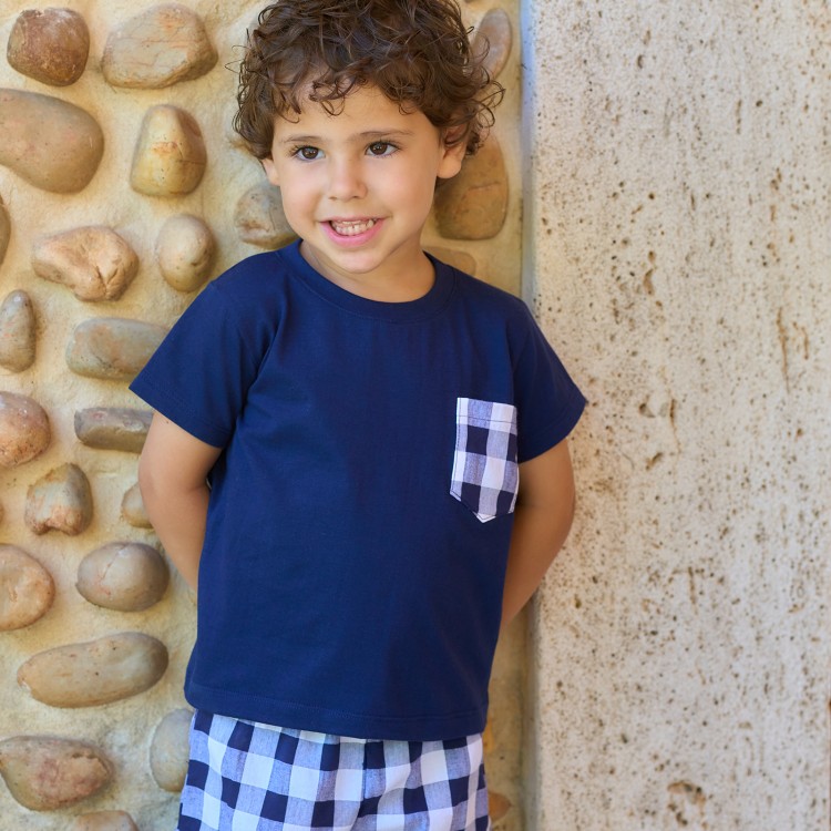 Conjunto bebé niño vichy marino o rojo Conjunto bebé niño vichy marino o rojo