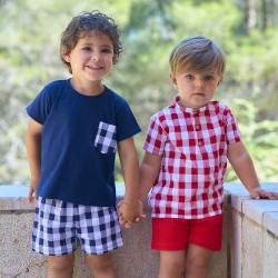 Conjunto bebé niño vichy marino o rojo