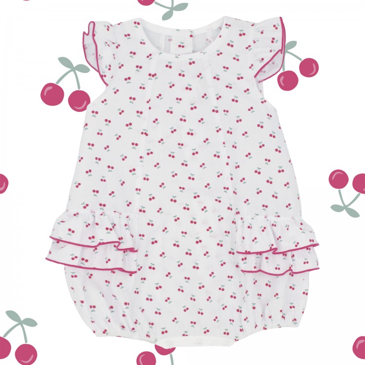 Pelele estampado cerezas volantes Pelele estampado cerezas volantes