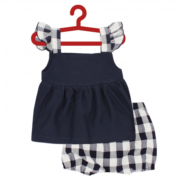 Conjunto vichy bebé niña vichy marino o rojo Conjunto vichy bebé niña vichy marino o rojo