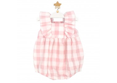 Pelele de bebé vichy rosa
