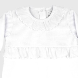 Set bebé pelele + capota y manta blanca
