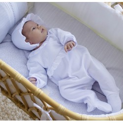 Set bebé pelele + capota y manta blanca
